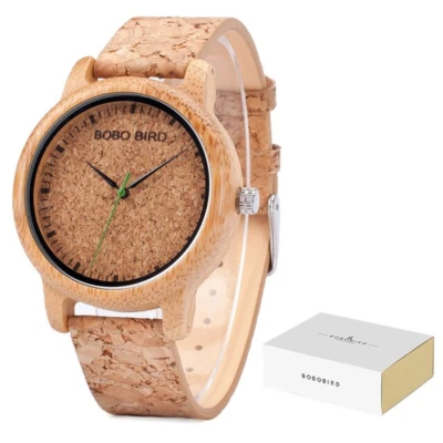 BOBO BIRD Wooden Timepieces Handmade Cork Strap Bamboo Women Watch Luxury - Изображение 1 из 4