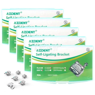 5X Brackets de autoligado pasivo ortodoncia dental Mini MBT.022 Ganchos 345 Foto 1 de 4