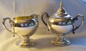 Wm ROGERS SILVERPLATE CREAMER w/GOLD WASH & SUGAR w/LID SET - Picture 1 of 6