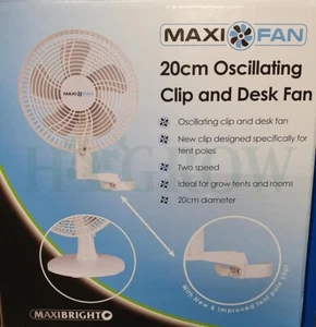 MAXIBRIGHT MAXIFAN OSCILLATING 8" / 200mm 20w FAN. Caravan, Bedroom, Desk Etc. - Picture 1 of 2