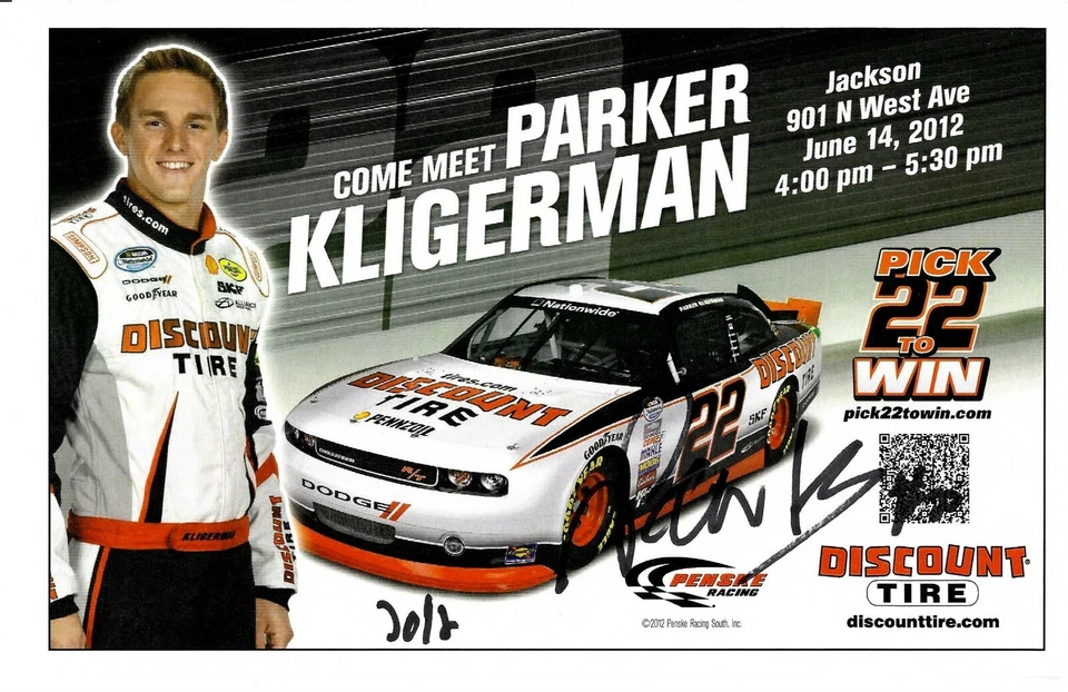 Parker Kligerman Firmado NASCAR Descuento Aspecto Neumático 5.5x8.5 Flyer #4 Foto 1 de 1