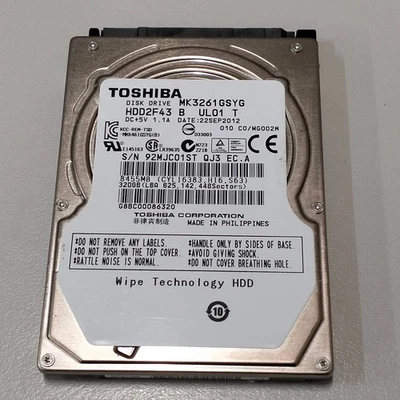 Toshiba 320GB 2.5" SATA II 3Gbps HDD 7200 RPM 16MB MK3261GSYG - Image 1 of 4