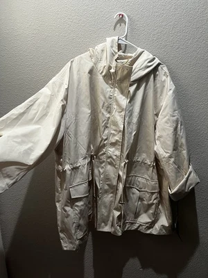 Size 3XL Kathy Ireland Cream Utility Jacket with Hood NWT - Image 1 of 4