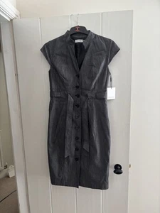 Calvin Klein Dress Womens Size 8 Belted Button Up Charcoal new with tags - Picture 1 of 7