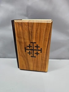 Vintage New Testament Bible Jerusalem Olive Wood Cover King James Version - Picture 1 of 6