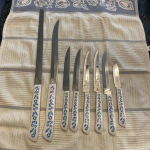 8 Pcs. Vintage  Corningware Cornflower Blue Knifes Serving Utensils Japan - Picture 1 of 5