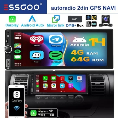Autoradio 1Din 6.9" Touchscreen Wireless Apple CarPlay Bluetooth USB DAB+ Radio - Bild 1 von 4