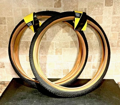 GT LP-5 20" x  1.75" BMX bicycle skinwall tire - BLACK with TAN SKINWALL (PAIR) - Image 1 of 4