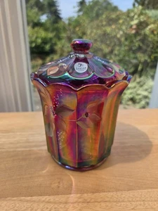 Vintage Fenton Art Glass Candy Dish Hand Painted Signed With Lid Carnival Floral - Picture 1 of 24