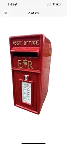 Post Box Red ER Wall Royal Mail Mailbox Cast Iron Heavy Front steel backs letter - Picture 1 of 2