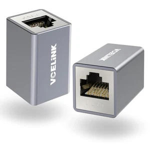 VCELINK Cat7 Ethernet Coupler Female to Female, Shielded RJ45 Silver - Picture 1 of 7