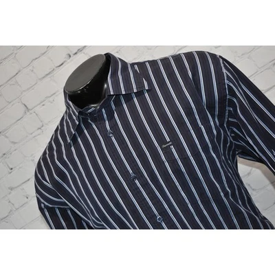 Camisa de Vestir Faconnable Para Hombre Talla 2XLT TALL Azul Rayas Algodón Bolsillo Frontal Foto 1 de 4