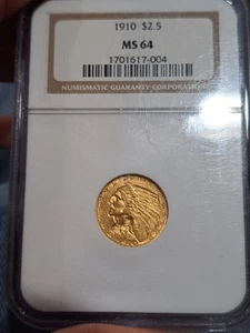 1910 $2.5 ngc ms64 - Picture 1 of 2