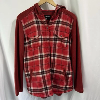Marmot Womens Flannel Thermal Large Shirt Hoodie Shacket Hiking Camping Outdoor - Image 1 of 4