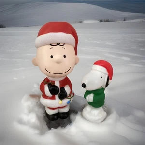 Charlie Brown 22” Santa & Snoopy 14” Navidad soplado molde cacahuetes lote - Imagen 1 de 1