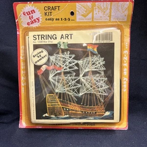String Art Kit Kriegsschiff Boot 6” x 6” McNeil #1209 Vintage Handwerk Made USA 1979 - Bild 1 von 10
