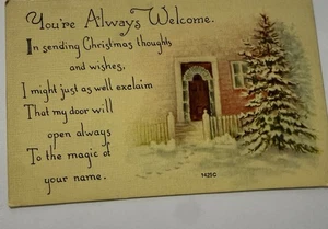 1918 Owen Card Co Christmas Postcard Red Cross Seal Snow House Elmira NY - Picture 1 of 8