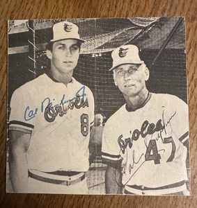 Cal Ripken Sr & Jr signed magazine 4.5x4.5" Photo 🔥HOF guaranteed to pass - Picture 1 of 2