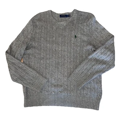 Polo Ralph Lauren 100% шелк кабель вязаный свитер мужской серый длинным рукавом средний - Изображение 1 из 4