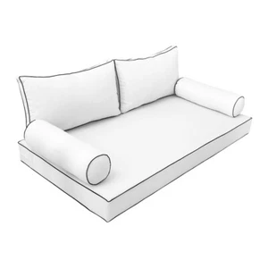 |SLIPCOVER ONLY|S2 Daybed Mattress Bolster Back Cover Contrast Trim TwinXL AD106 - Picture 1 of 12