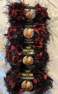 4 SKEINS FANCY FUR EYELASH YARN LION BRAND STRAWBERRY FIELDS DYE LOT 403 MATCH - Picture 1 of 4