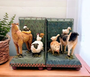 VTG 1996 Seymour Mann Nursery Rhymes Farm Animals Book Ends Decor Country Core - Picture 1 of 21