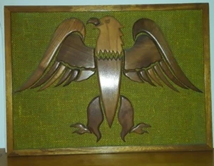 Wood Bald Eagle hand carved/composed wall art  natural wood grain/color polished - Picture 1 of 3