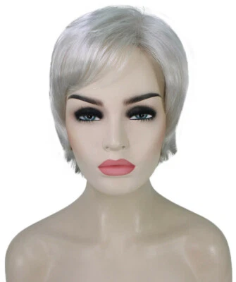 Alexis - Peluca completa recta de fibra sintética Kanekalon, 11 pulgadas, gris plata Foto 1 de 4