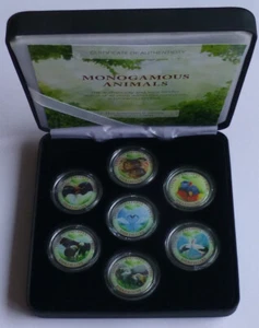 Animales Monógamos - Islas Cook 7x5 Céntimos 2000, Juego de Monedas Esmaltadas - Imagen 1 de 5