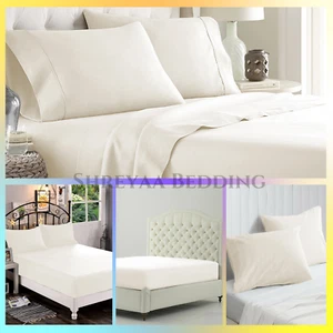 Superb Sheets Collection Egyptian Cotton Select Item & Size Ivory Solid - Picture 1 of 22