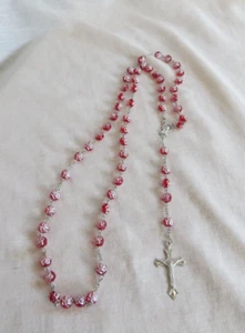 New Catholic Rosary Plastic Red Rose Beads Mary Jesus Christianity - Picture 1 of 9