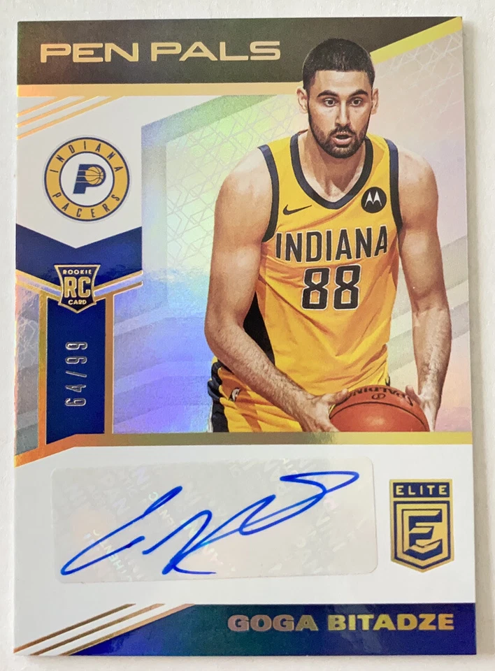 2019-20 Donruss Elite Goga Bitadze Pen Pals Auto 64/99 Indiana Pacers - Image 1 of 2