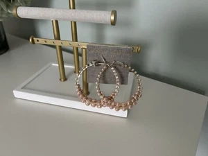 Miriam Haskell Pearl Hoop Earrimgs, Peach Pearl, NWT - Picture 1 of 4