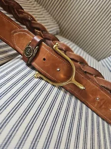 Tory braune Trenseleder/Sporn Reitmessingschnalle Gr. 38 - geflochtenes Leder - Bild 1 von 10