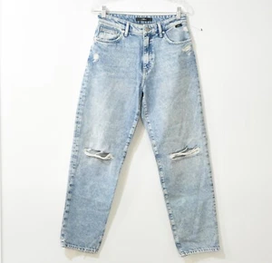 Mavi Women Blue Cotton Straight Distressed Acid Wash Hi Rise Pocket Jeans 28 NWT - Picture 1 of 6