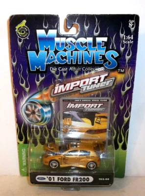 2002 FUNLINE 1:64 MUSCLE MACHINES IMPORT TUNER GOLD '01 FORD FR200 - Image 1 of 4