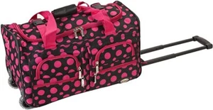 Rockland Rolling Duffel Bag, Black/Pink Dot, 22-Inch - Picture 1 of 2