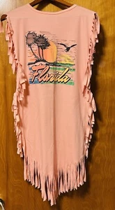 Vestido Camiseta Vintage Años 80 Temática Florida Flecos Playa Encubrimiento - ¡Vacaciones de Primavera! - Imagen 1 de 3
