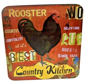 Roosters -Best County Kitchen -  Kitchen Decor - 8" Square Tin Container - Bild 1 von 6
