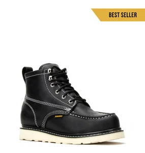 "Botas de Trabajo para Hombre Negro Carbono 6" Puntera Moc Cuero Engrasado WP BA 630 Talla 5-13 (D,M) - Imagen 1 de 5