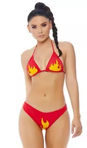 Juego de Bikini Flames Halter Encendido Corredor Niña Disfraz Velocidad Rojo Amarillo 558735 M/L - Imagen 1 de 4