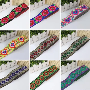 7 Yards Vintage Floral Embroidered Jacquard Ribbon Trim braid Lace Fringe Craft - Picture 1 of 22