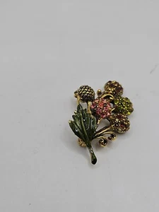 Vintage Brosche goldfarben Stechpalme Handarbeit signiert - Bild 1 von 5