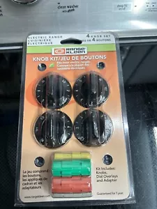 Neu Range Kleen 4-Regler-Kit für elektrische Herde schwarz #8114 mit Adaptern - Bild 1 von 2