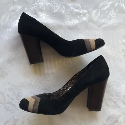 MISSONI For Target Negro Gamuza Cuero Remolino Retro Tacón Alto Para Mujer Talla 8.5 Foto 1 de 4