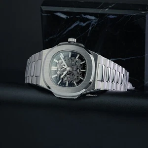 Custom Made Nautilus Skeleton Automatic Seiko NH72 Hand Made Men's Watch Mod