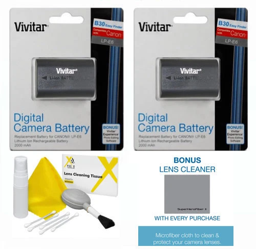 2 Pack Vivitar LP-E6 Battery for Canon EOS R6 Mark II Mirrorless Camera - Image 1 of 4