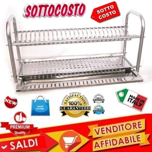 SCOLAPIATTI APPOGGIO BASE MURO COLAPIATTI ACCIAIO INOX VASCHETTA RACCOGLIGOCCE - Afbeelding 1 van 6