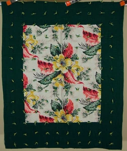 BEAUTIFUL 30's/40's Crib Quilt ~NICE Vintage Bark Cloth Fabric! - Picture 1 of 6