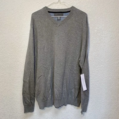 Suéter Greyson & Dunn Cuello en V Para Hombre 2XL Gris 100% Algodón Suave Manga Larga Top Foto 1 de 4